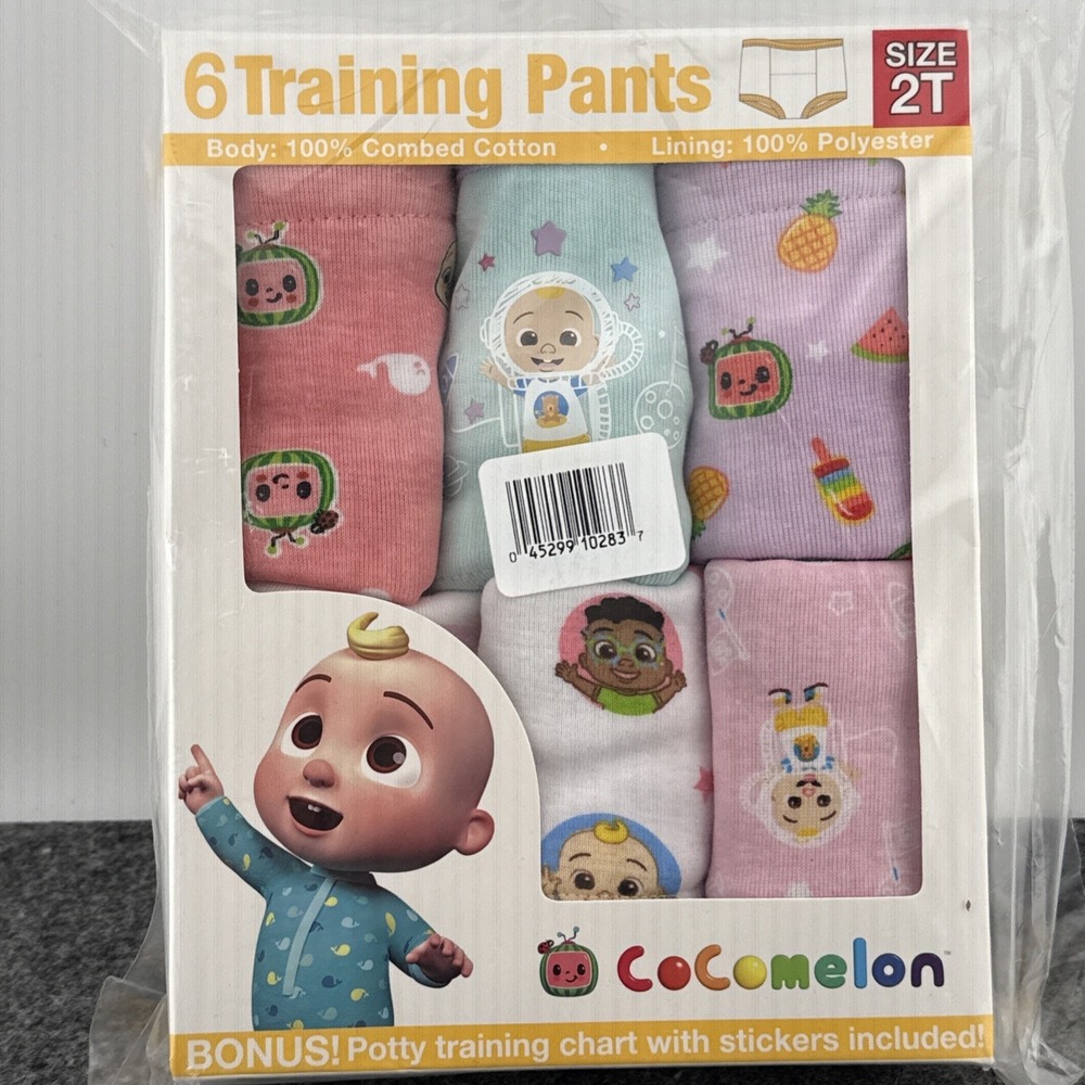 Cocomelon Toddler Girls Training Pants‎ - 2T - 100% Cotton New in Box 6 Pack G